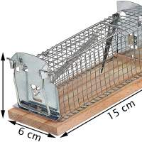 Trampa para animales trampa para ratones 15 x 6 cm, madera con jaula de alambre trampa viva