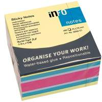 Sticky notes Info Notes 75x75mm color mix 450 sheets, 12 packs