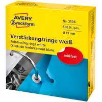 AVERY ZWECKFORM reinforcement rings Ø13mm white 500 pieces, 10 packs